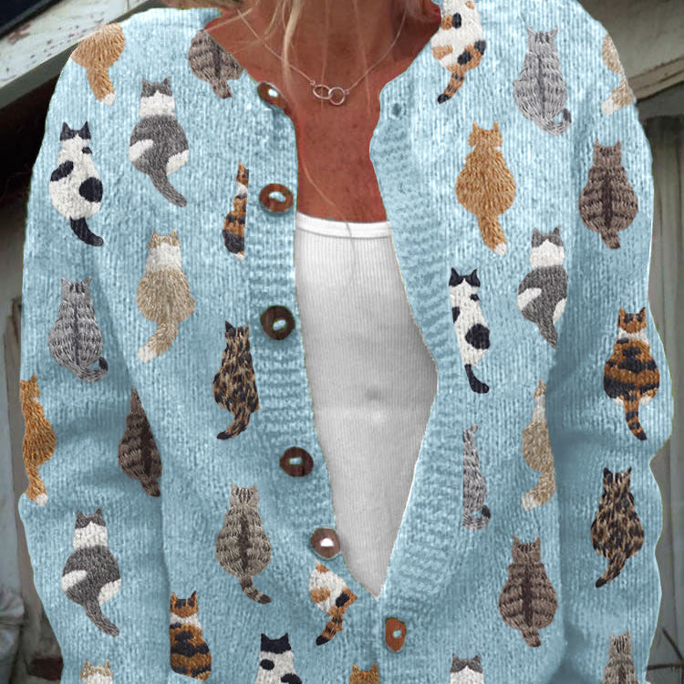 Isabel | Cárdigan Acogedor con Estampado de Gatos