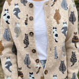Isabel | Cárdigan Acogedor con Estampado de Gatos