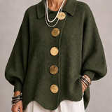 Stefania | Cárdigan Oversize con Cuello y Botones Metálicos