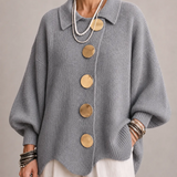 Stefania | Cárdigan Oversize con Cuello y Botones Metálicos